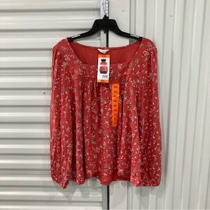 Lucky Brand Red Floral Blouse